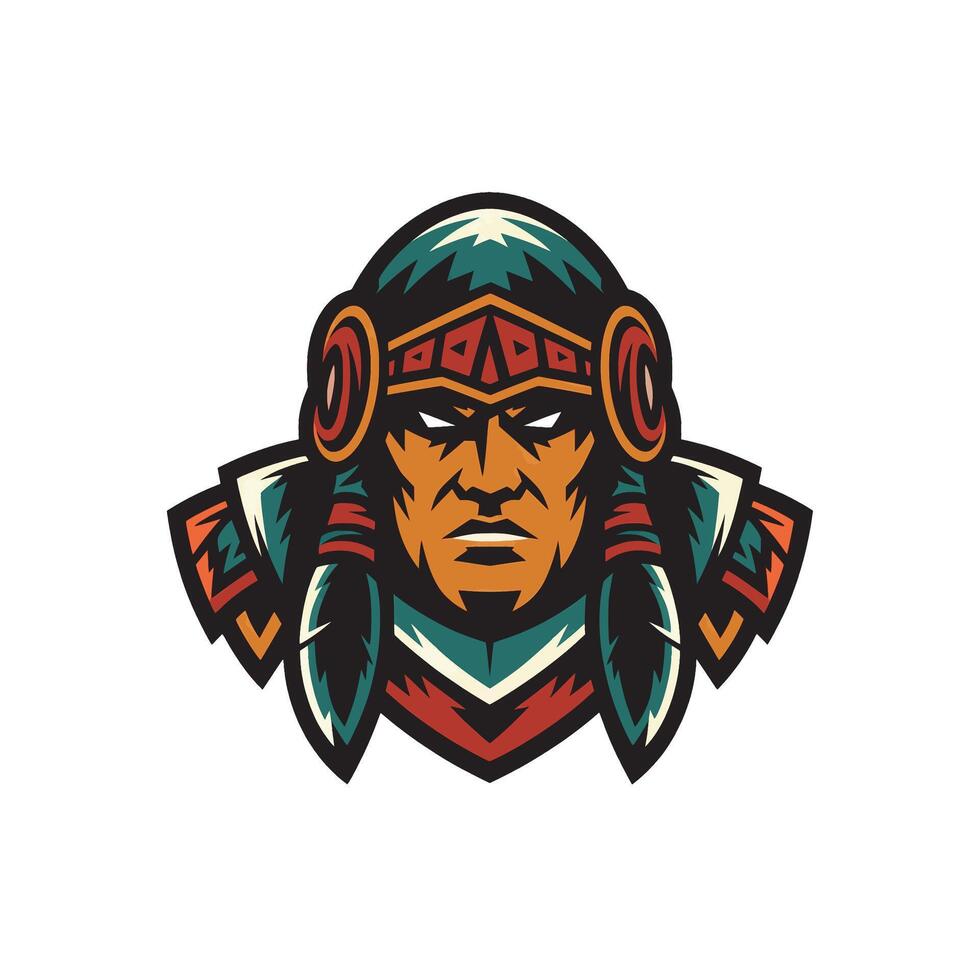 Indian tribal characters logo design illustration logo on white background vector