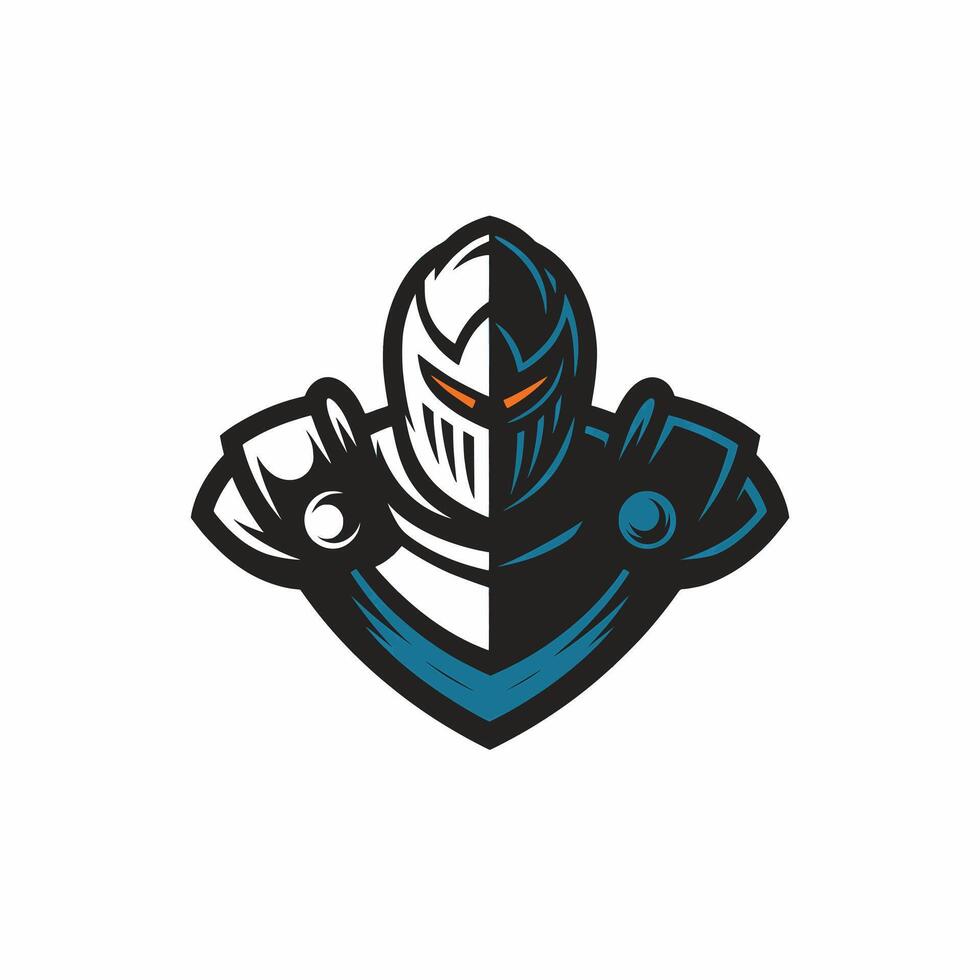 knight pose standing logo design flat vector