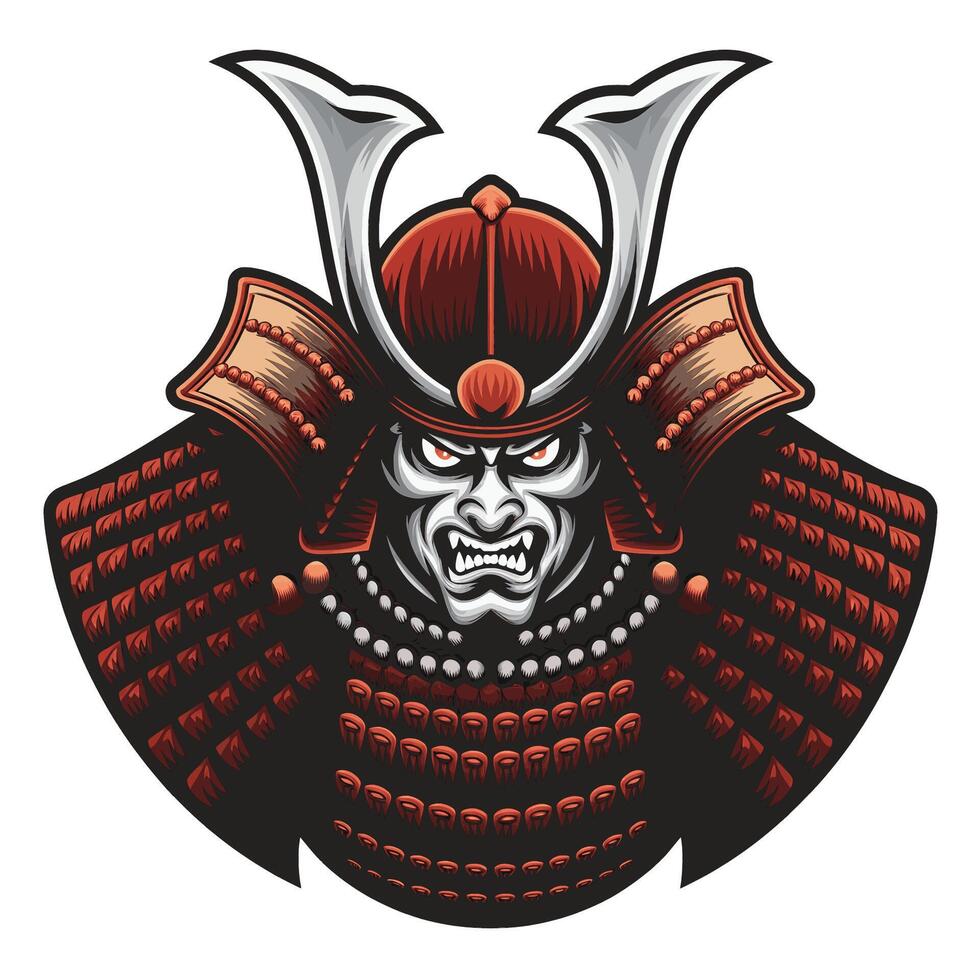 samurai fierce character design logo illustration on white background vector