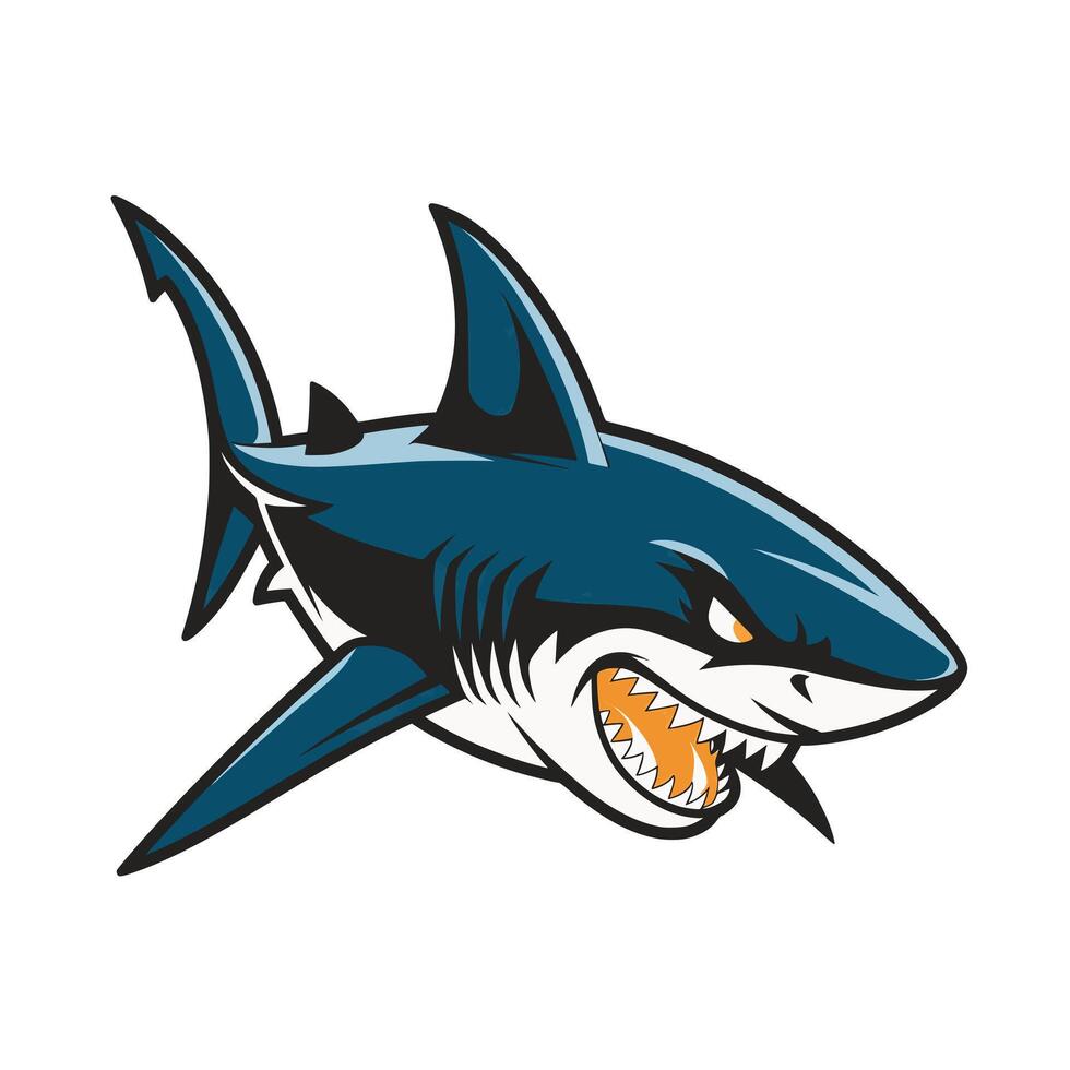 shark angry attacking design illustration logo vector