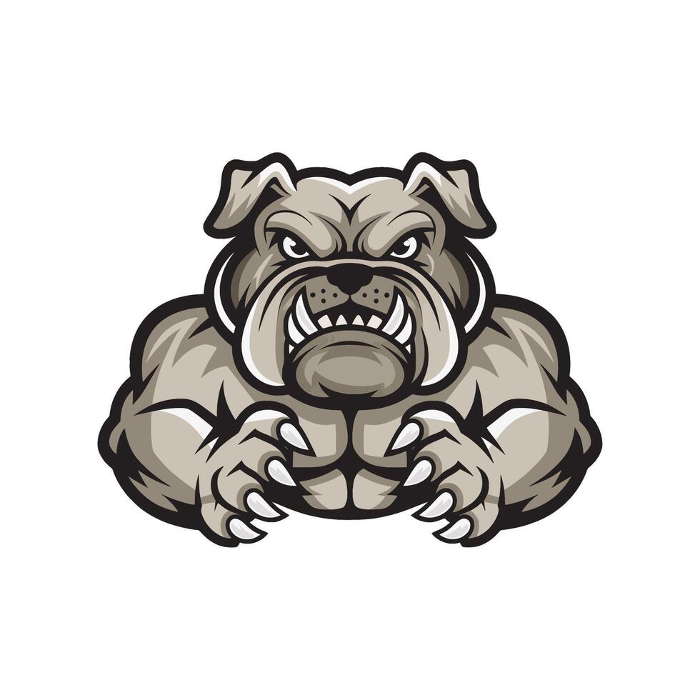 bulldog fierce illustration muscular design logo on white background vector
