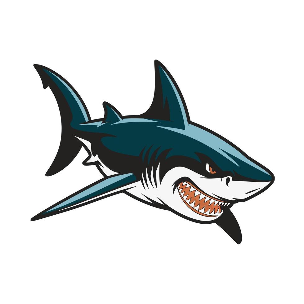 shark fierce pose attacking illustration logo on white background vector
