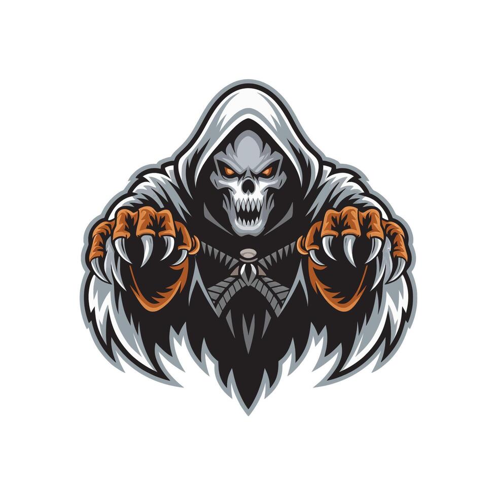 grim reaper angry attacking with claws logo design vector