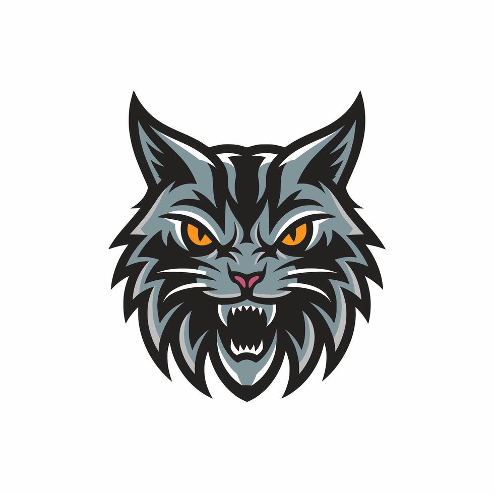 cat head pose logo illustration design vector
