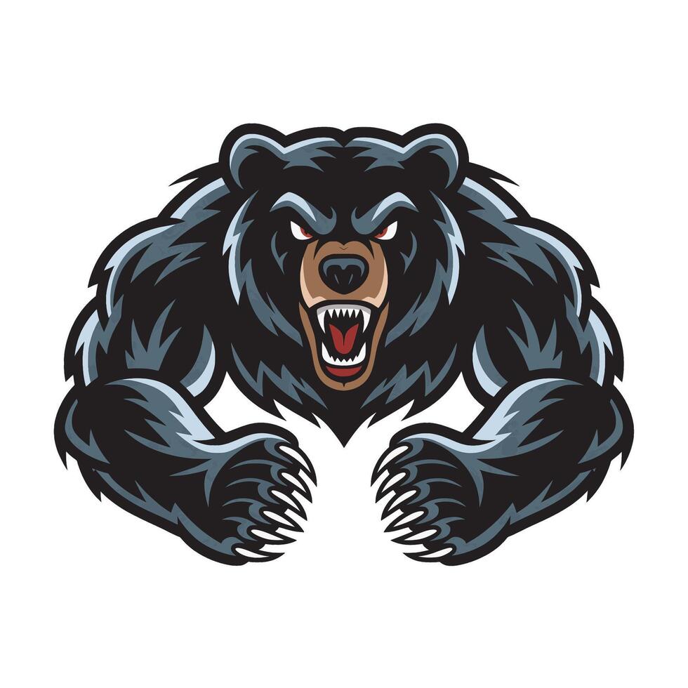 black bear attacking pose with claws logo illustration vector