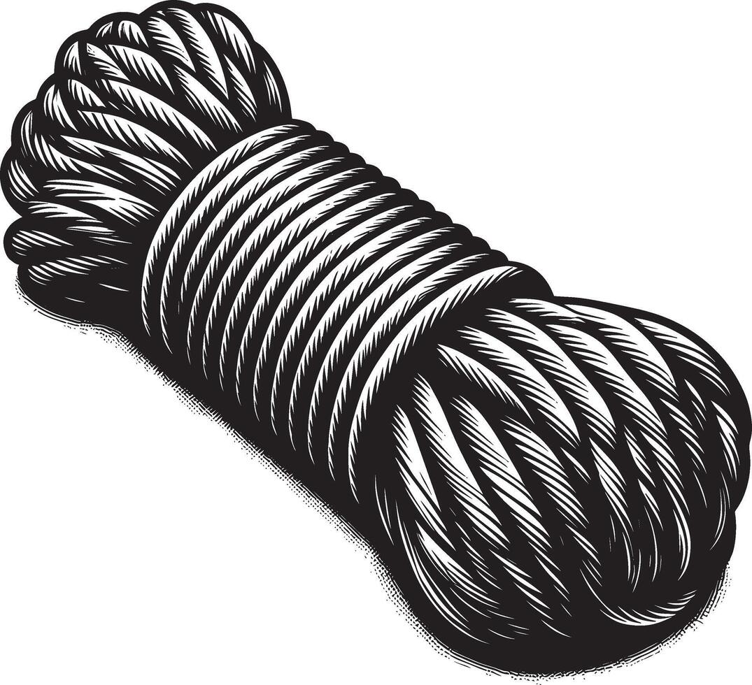 Tightly wound rope silhouette on a blank white background vector
