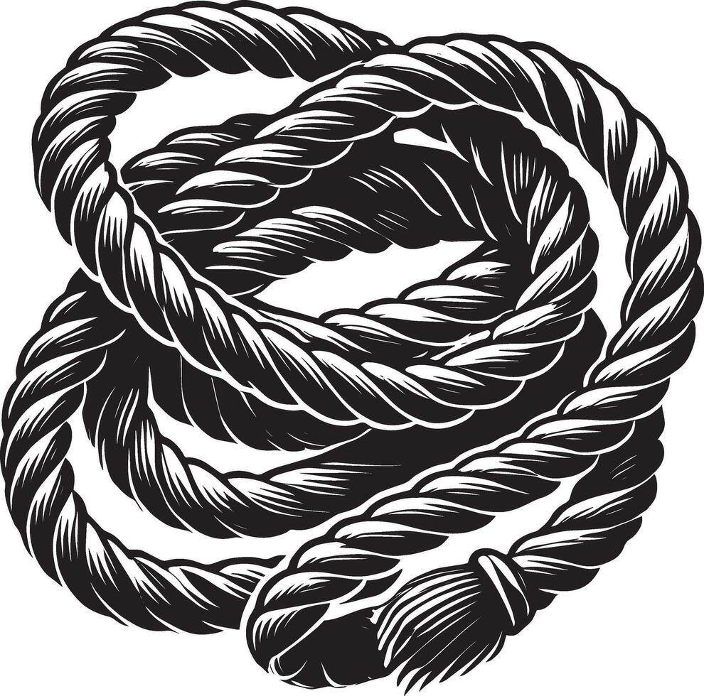 Coiled and braided rope shadow on a pure white surface vector