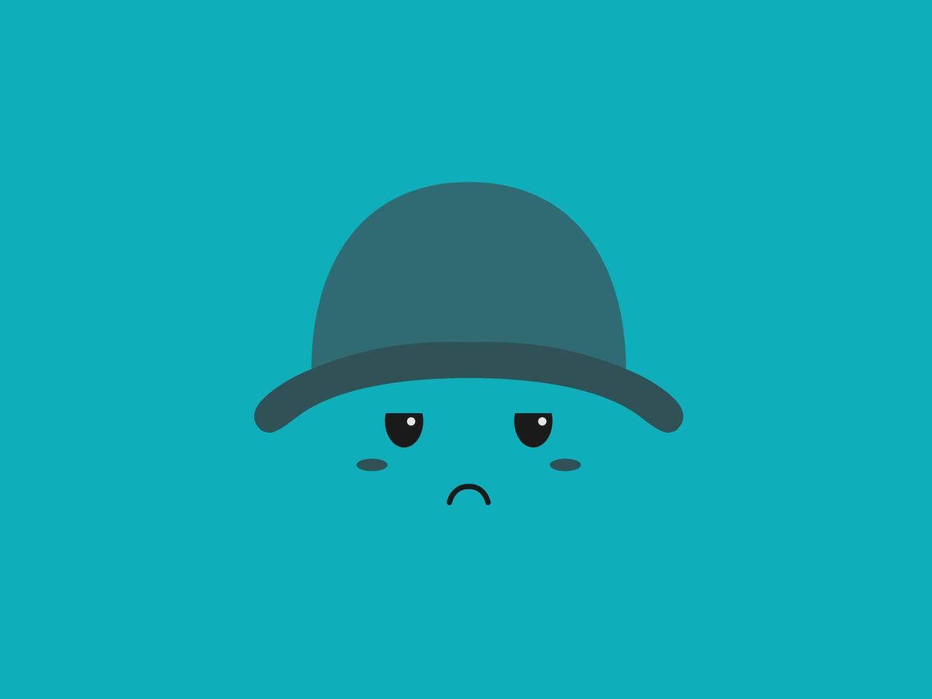 A simple graphic illustration of a sad face with downward turned eyes and mouth vector