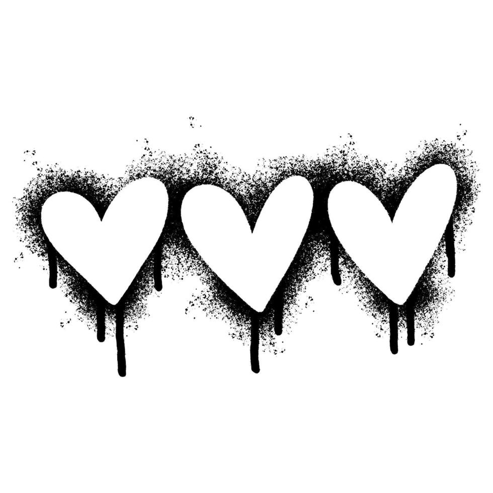 Spray Painted Graffiti heart Sprayed isolated with a white background. graffiti love icon with over spray in black over white. vector
