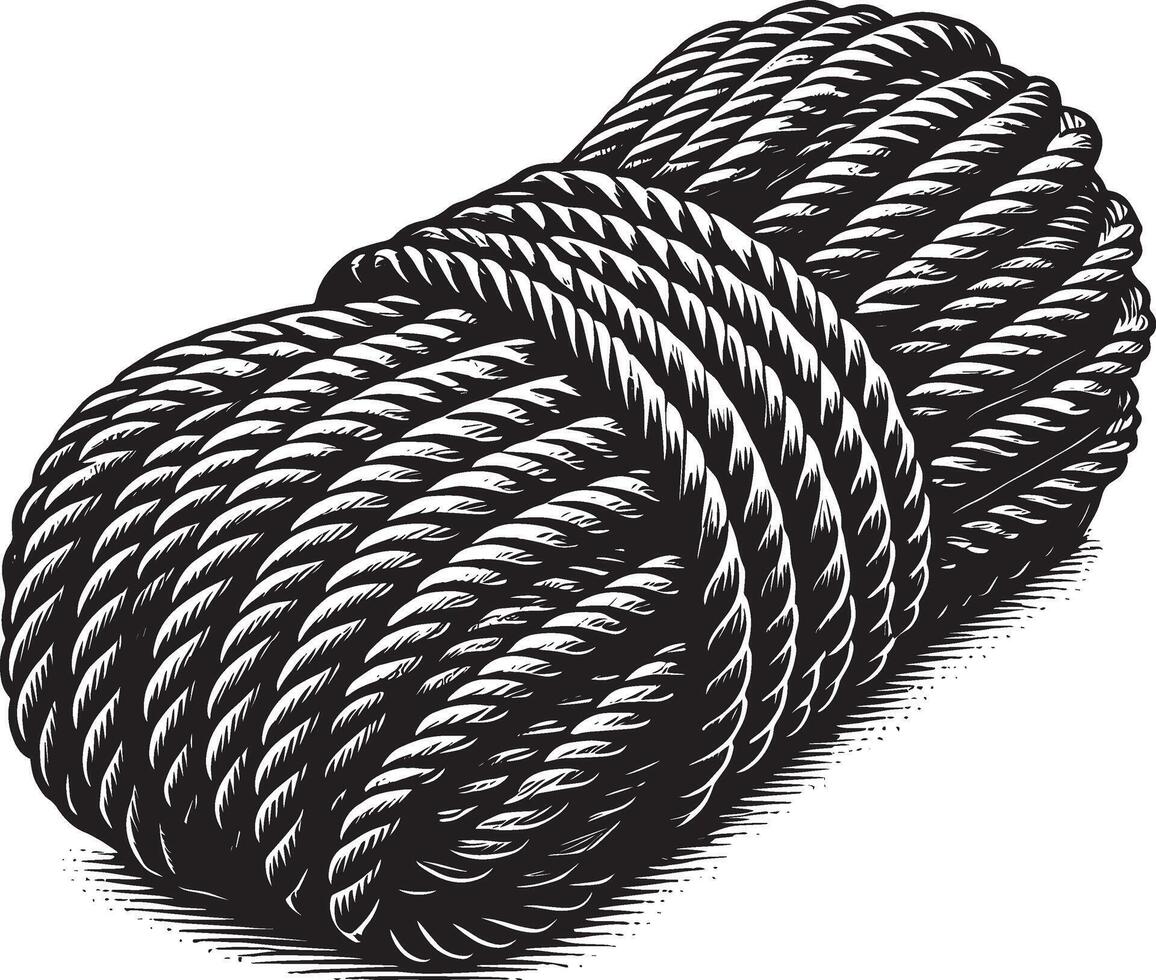 Compact braided rope shadow illustration on white vector