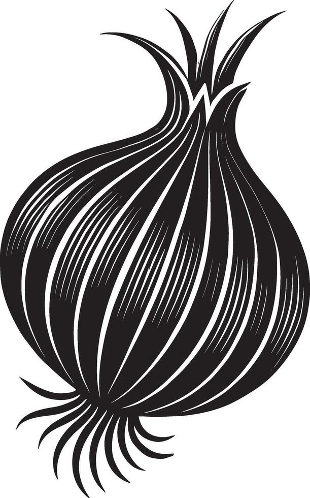 Creative onion vegetable shadow artwork on a crisp white backdrop vector