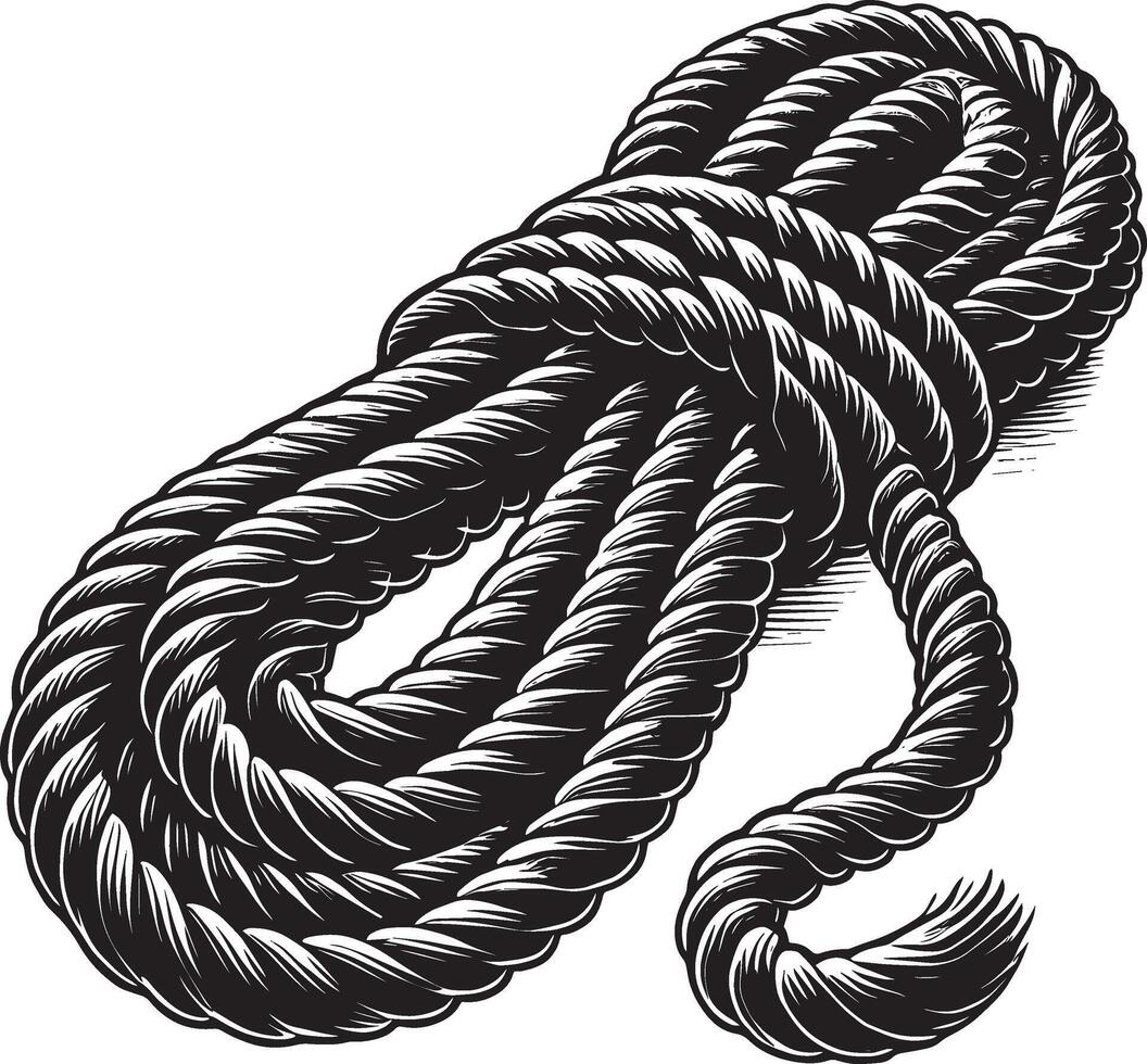 Thick rope silhouette artwork on a pure white backdrop vector