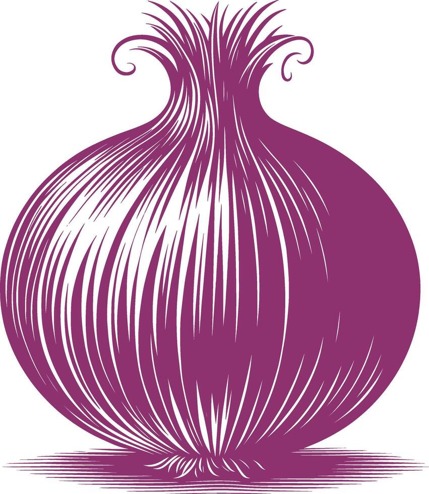 Artistic onion vegetable shape design on a white canvas vector