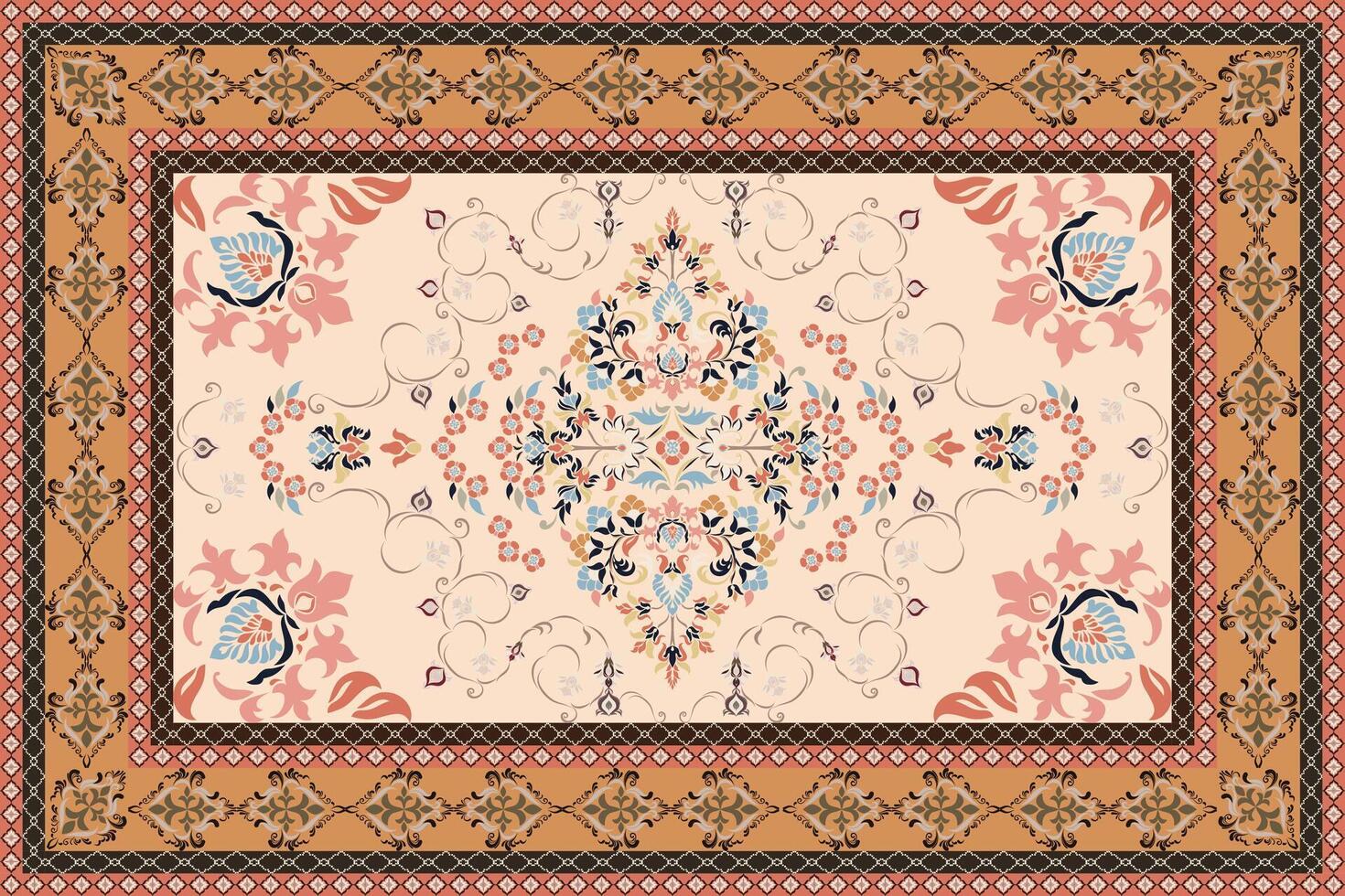Traditional ethnic illustration carpet. textile hand printed dupatta design. vector