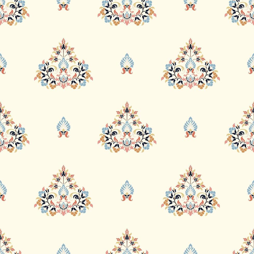 Digital seamless hand drawn pattern block print batik vector