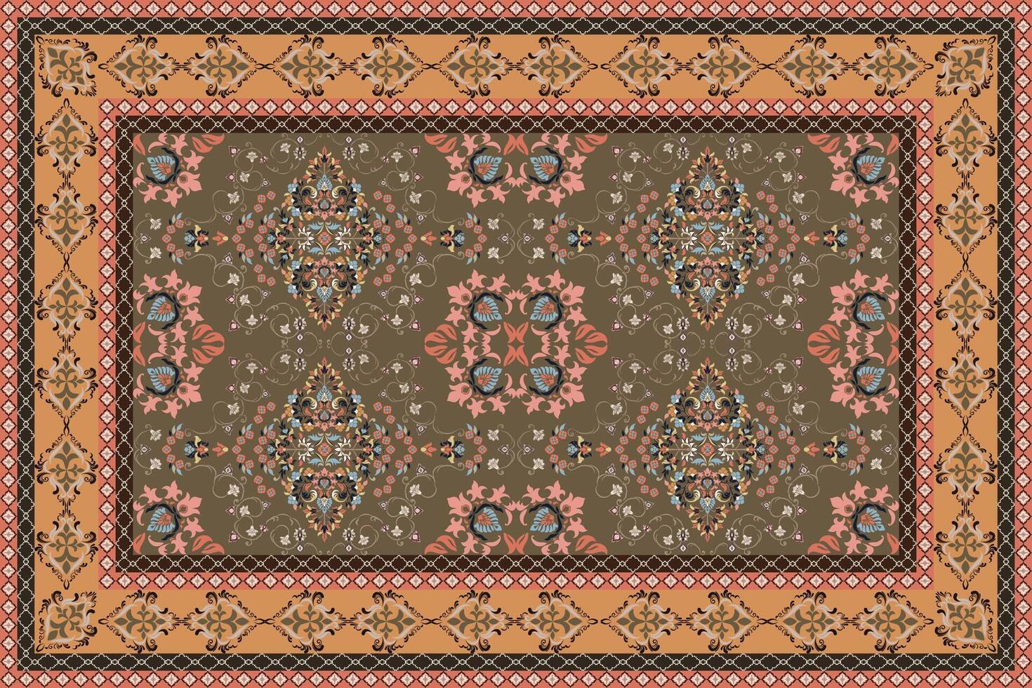 Carpet pattern Vintage Hamadan Persian Wool Runner Rug for your product print. vector