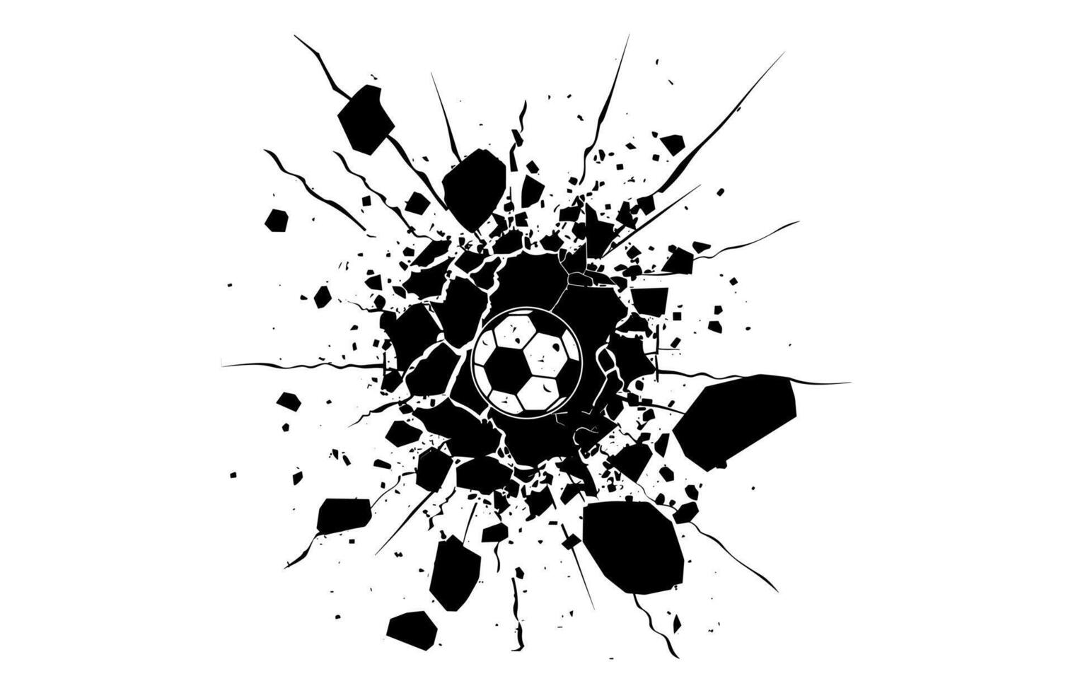 Soccer Ball Hitting Wall Silhouette isolated on a white background vector