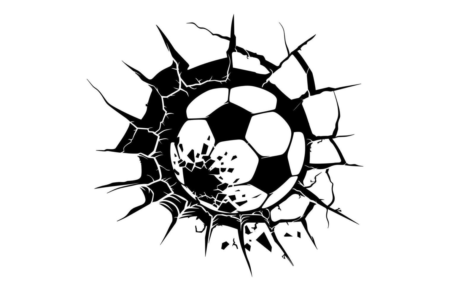 Soccer Ball Breaking Wall Silhouette vector