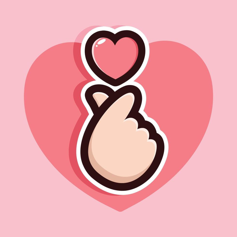 korean heart finger design vector