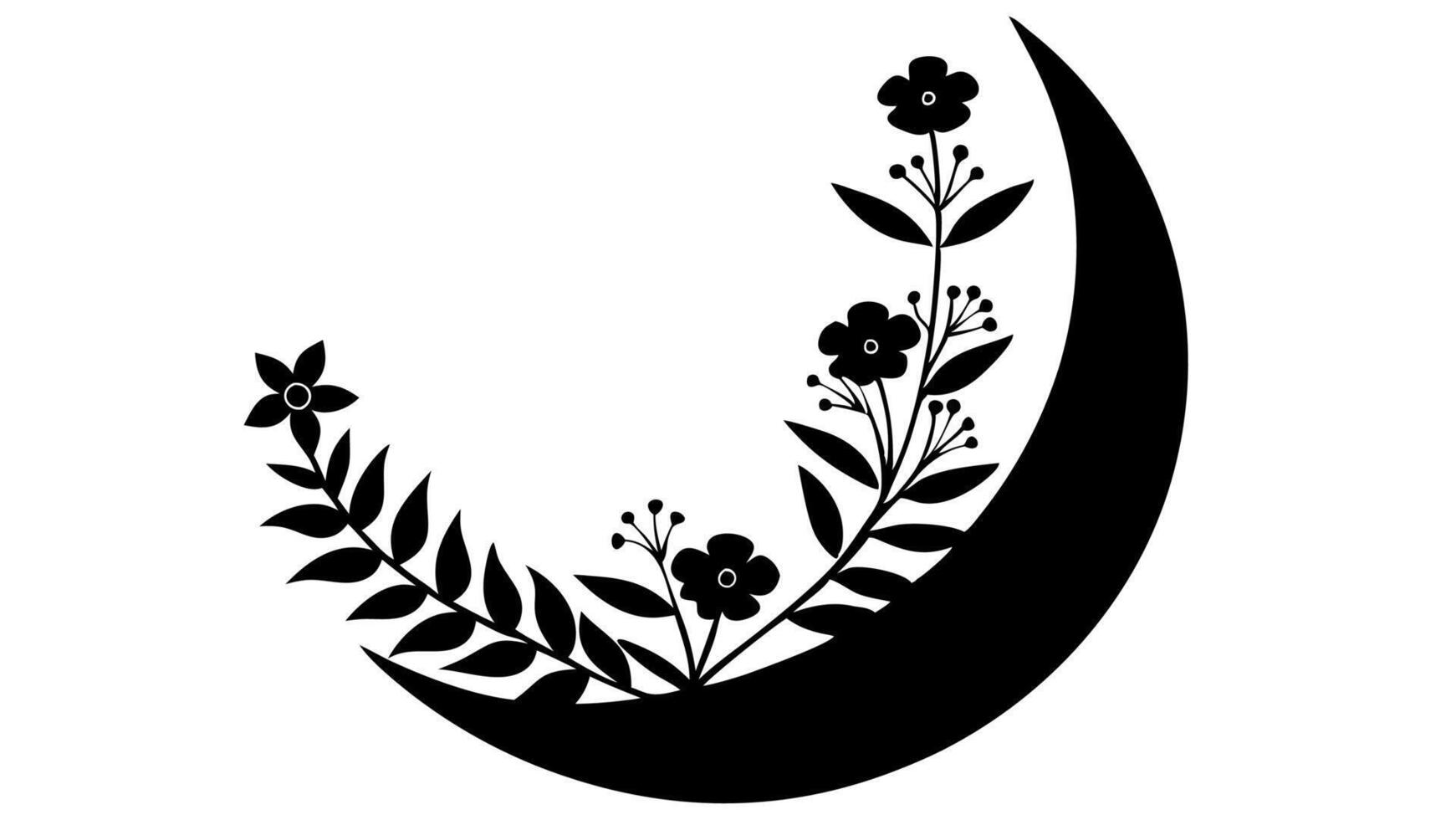 Free black and white floral corner silhouette illustration vector