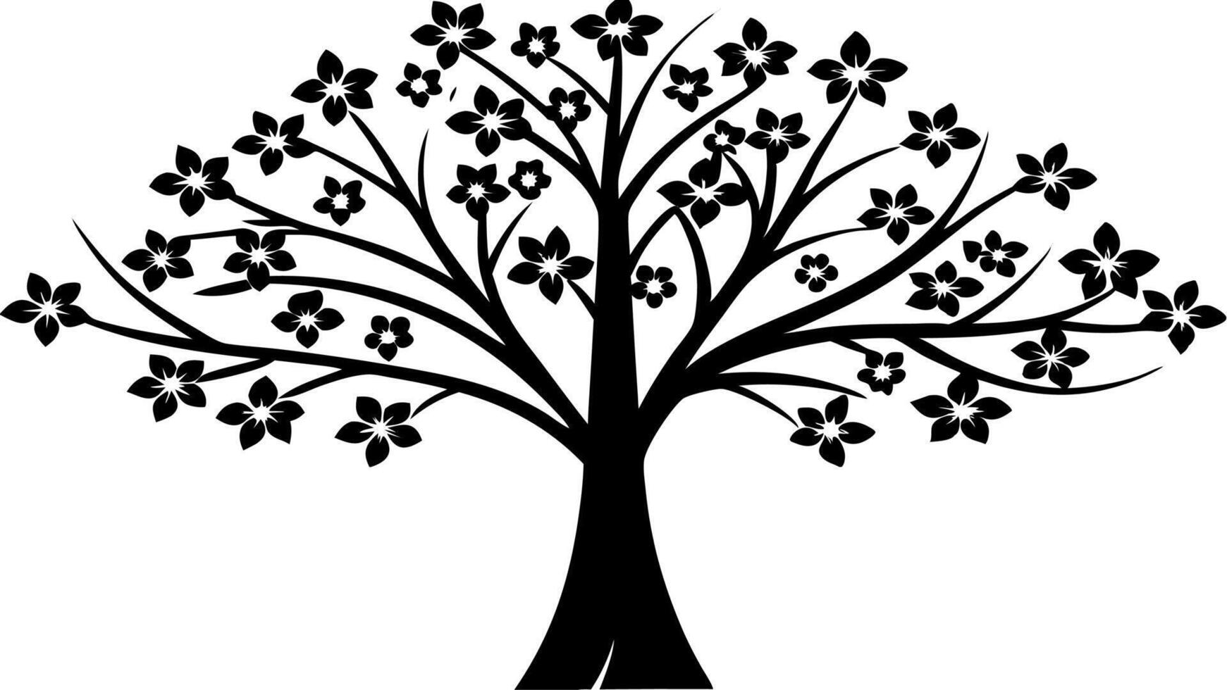 Free cherry blossom tree silhouette ornament illustration. vector
