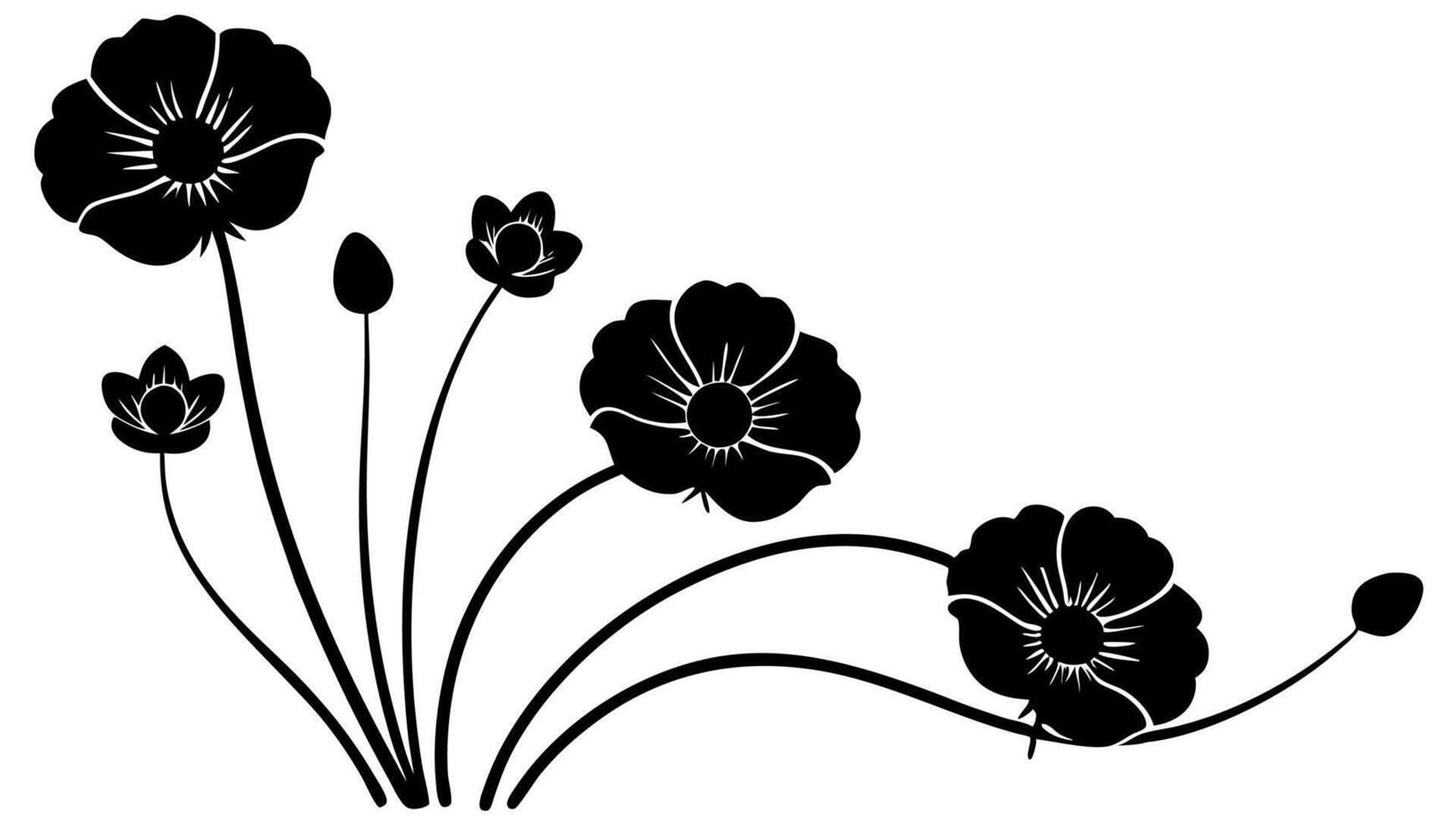 Free Ornamental Corner Cluster with Silhouette Illustration vector