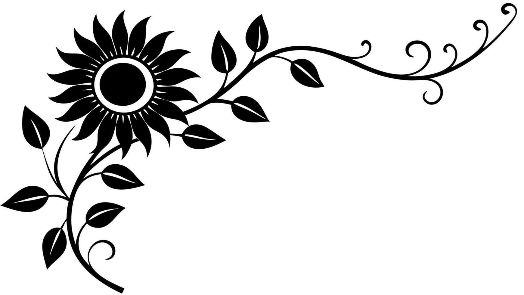 Free Black and White Flower Silhouette Corner Design vector