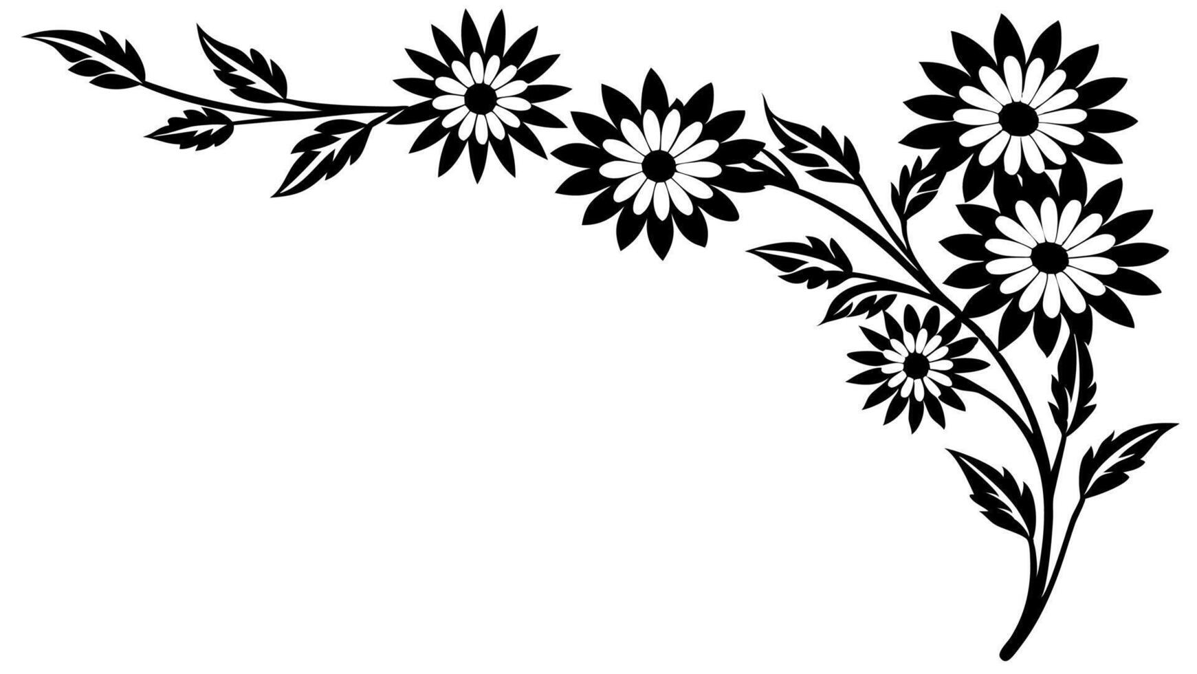 Free Minimalist Floral Flowers Corner Silhouette Art vector