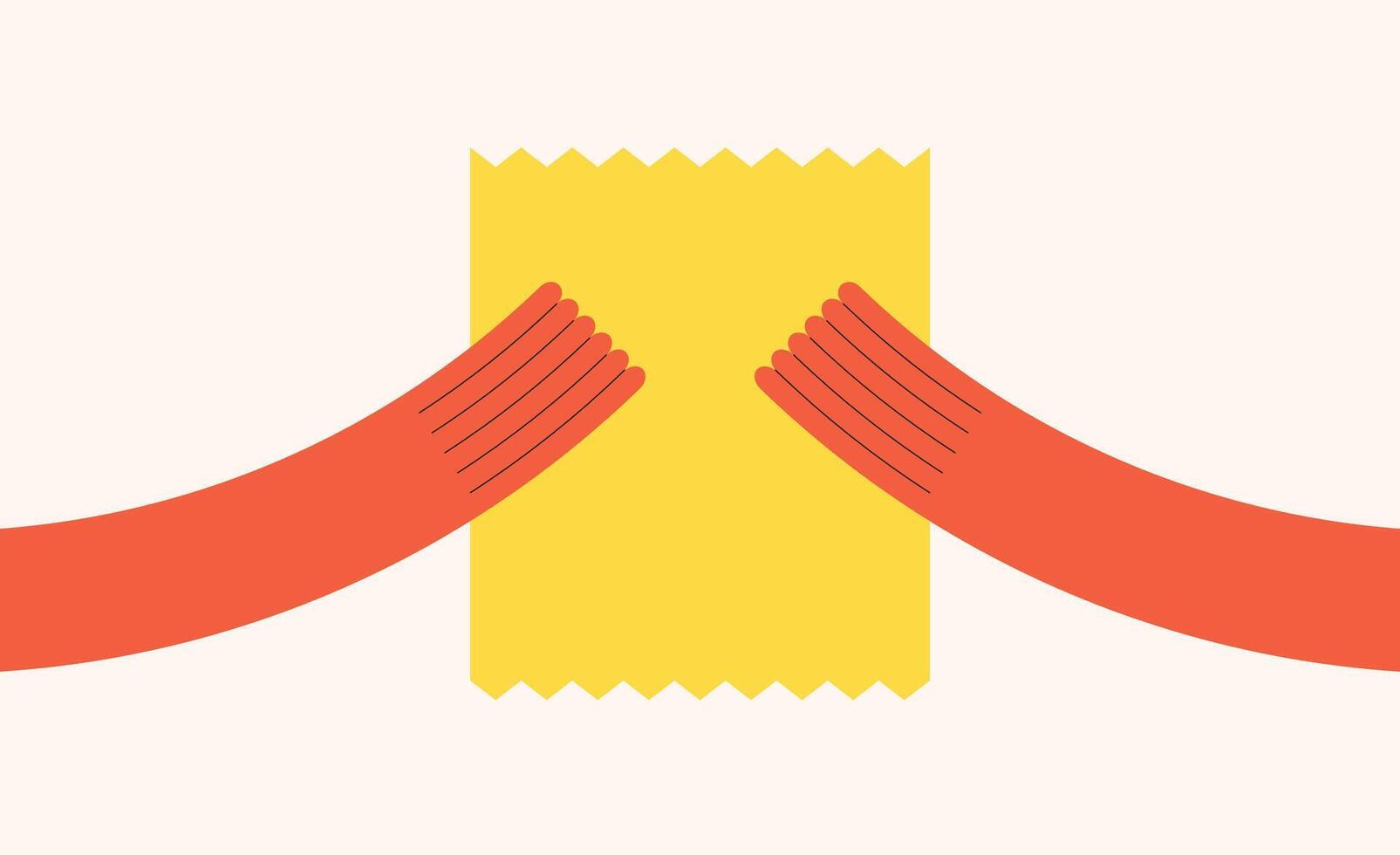 Illustration hand hold paper retro unique design vector