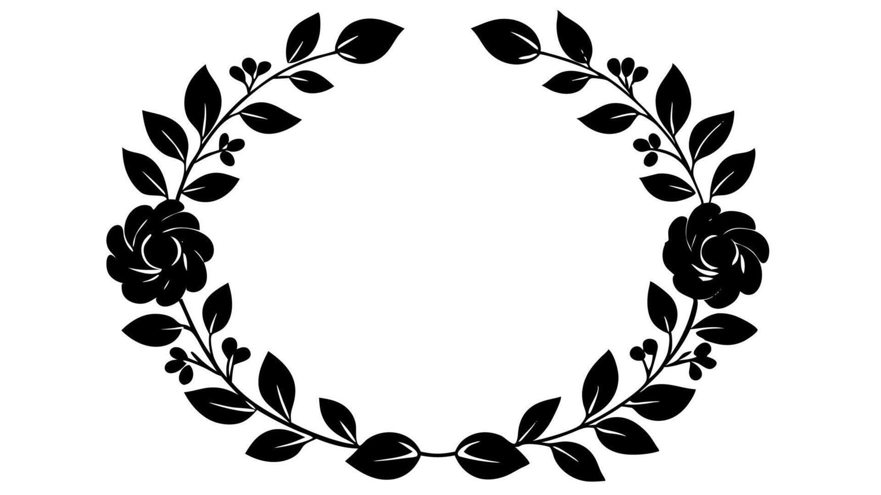 Beautiful flower wreath silhouette perfect for designs. vector