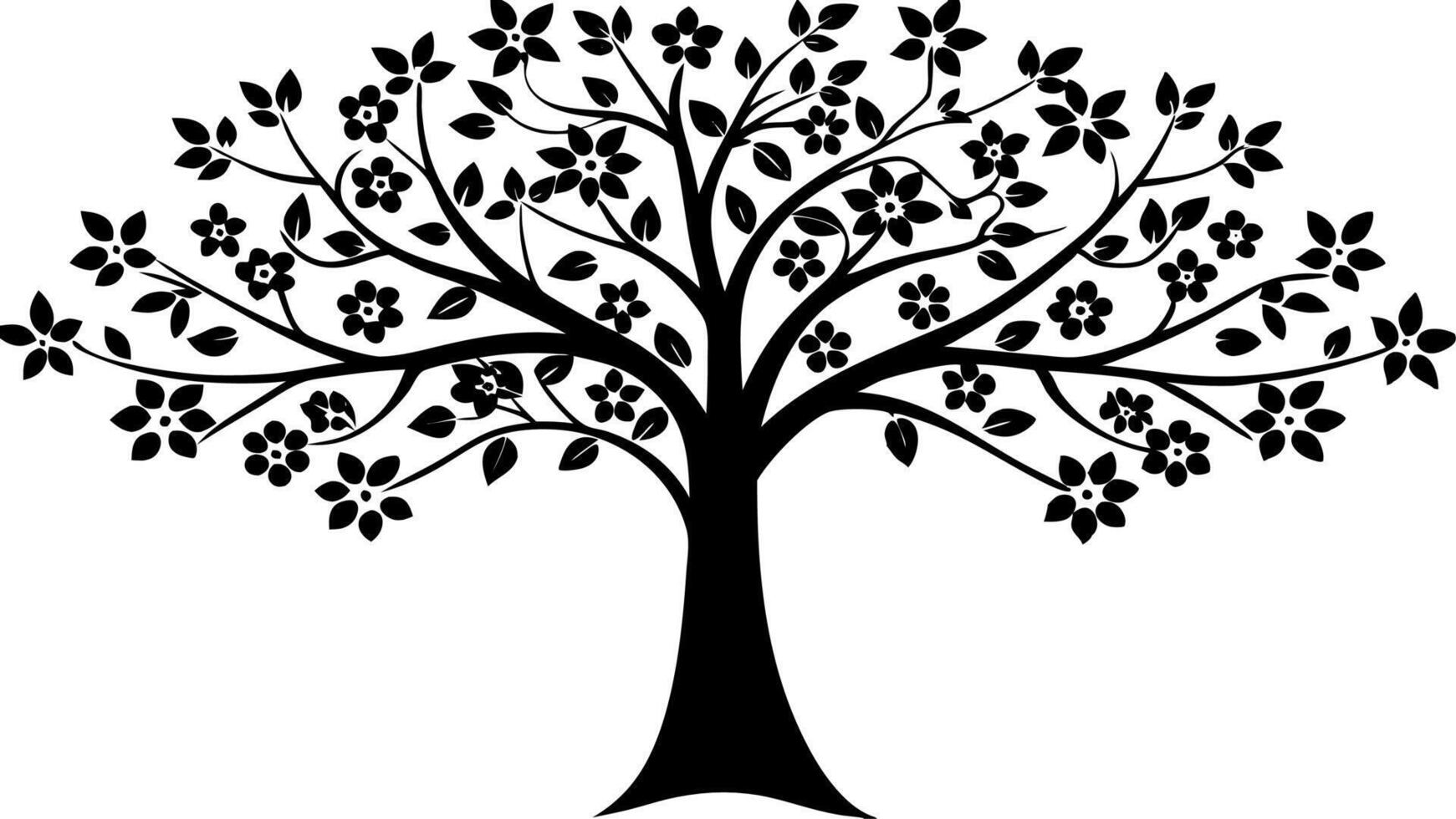 Free decorative cherry blossom tree silhouette design artwork. vector