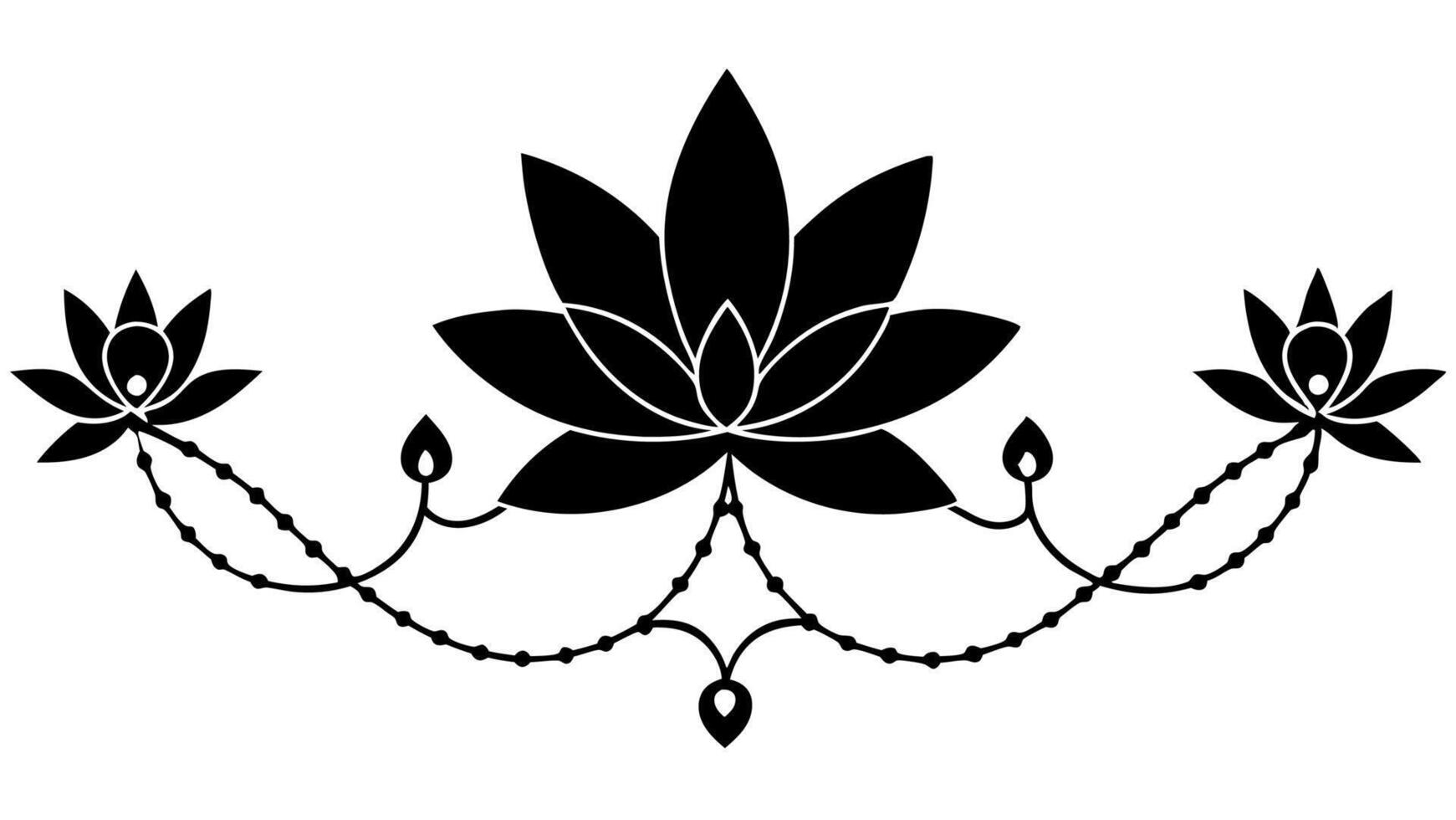 Minimal floral underline free silhouette ornaments design vector