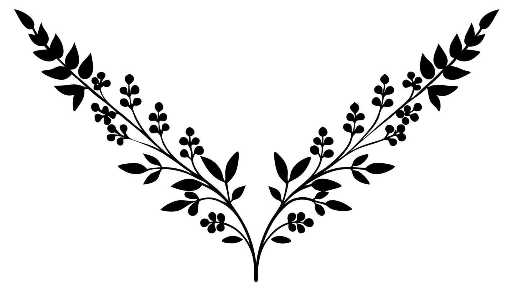 Free botanical cascading floral divider silhouette art vector