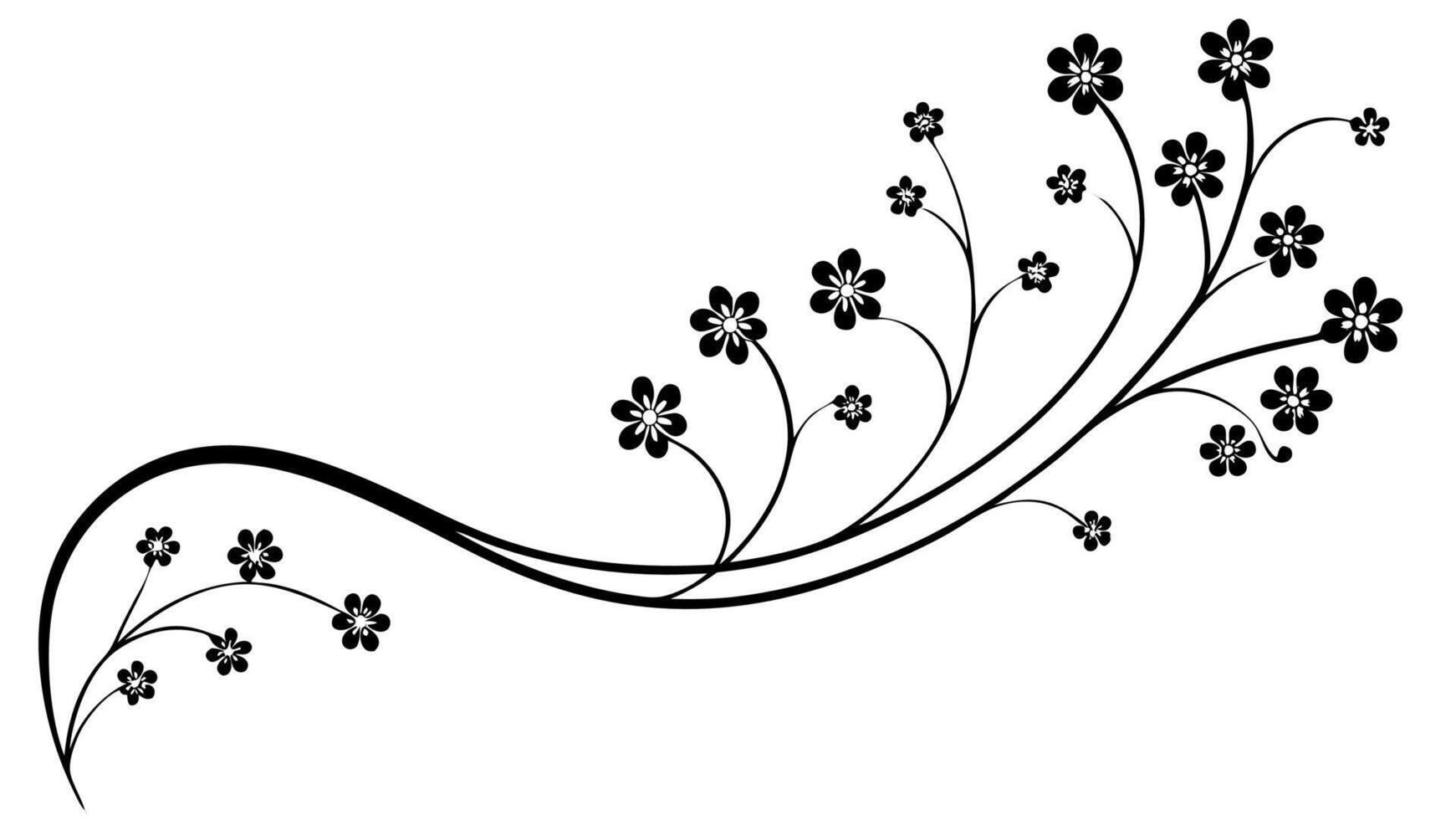 Elegant flowers underline silhouettes free vector