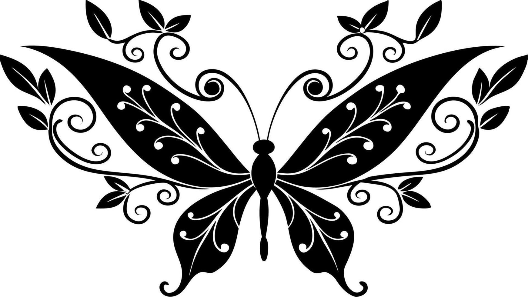 Free butterfly floral art silhouette for beautiful designs vector