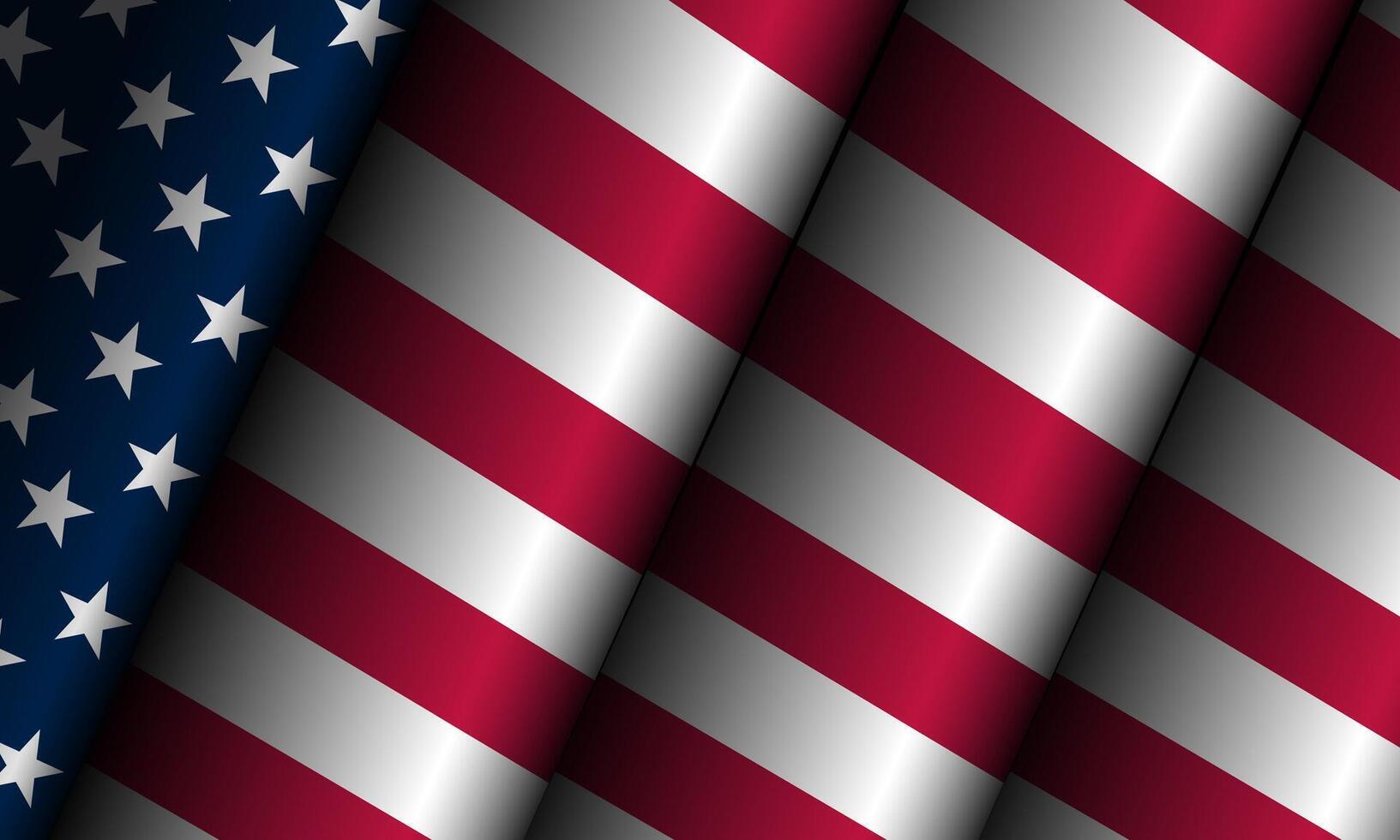 USA Flag. American Waving Flag. American Folded Flag Flat Design Background vector