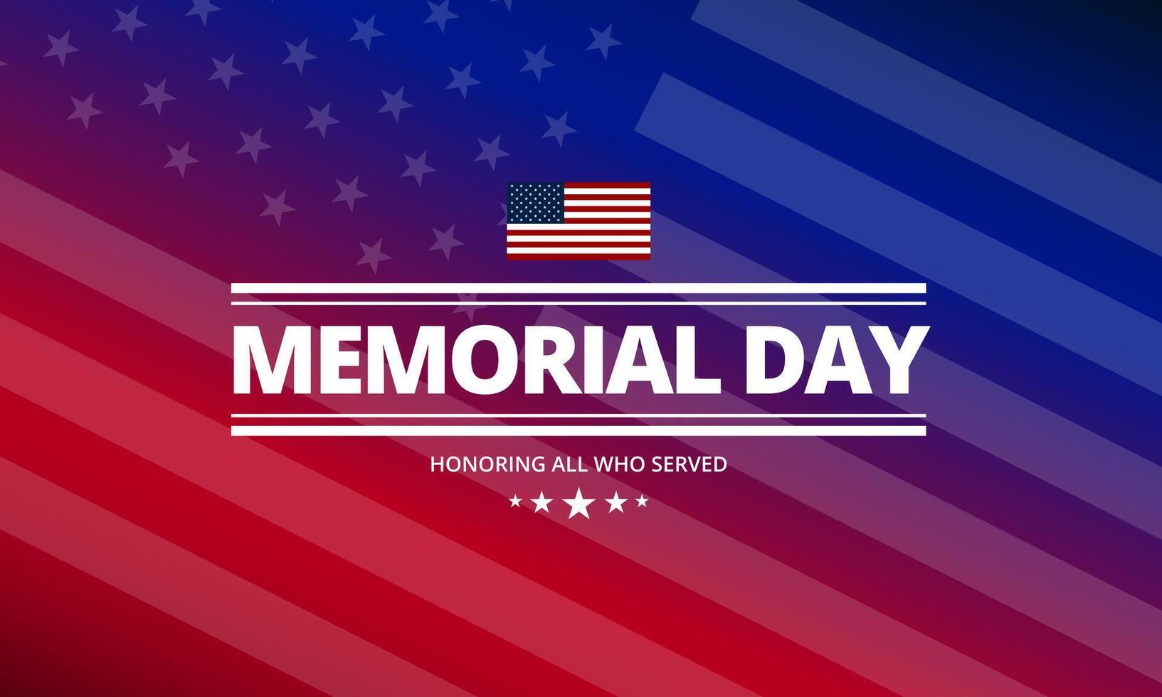 Memorial day background design with honoring all who served text and patriotic red blue background vector