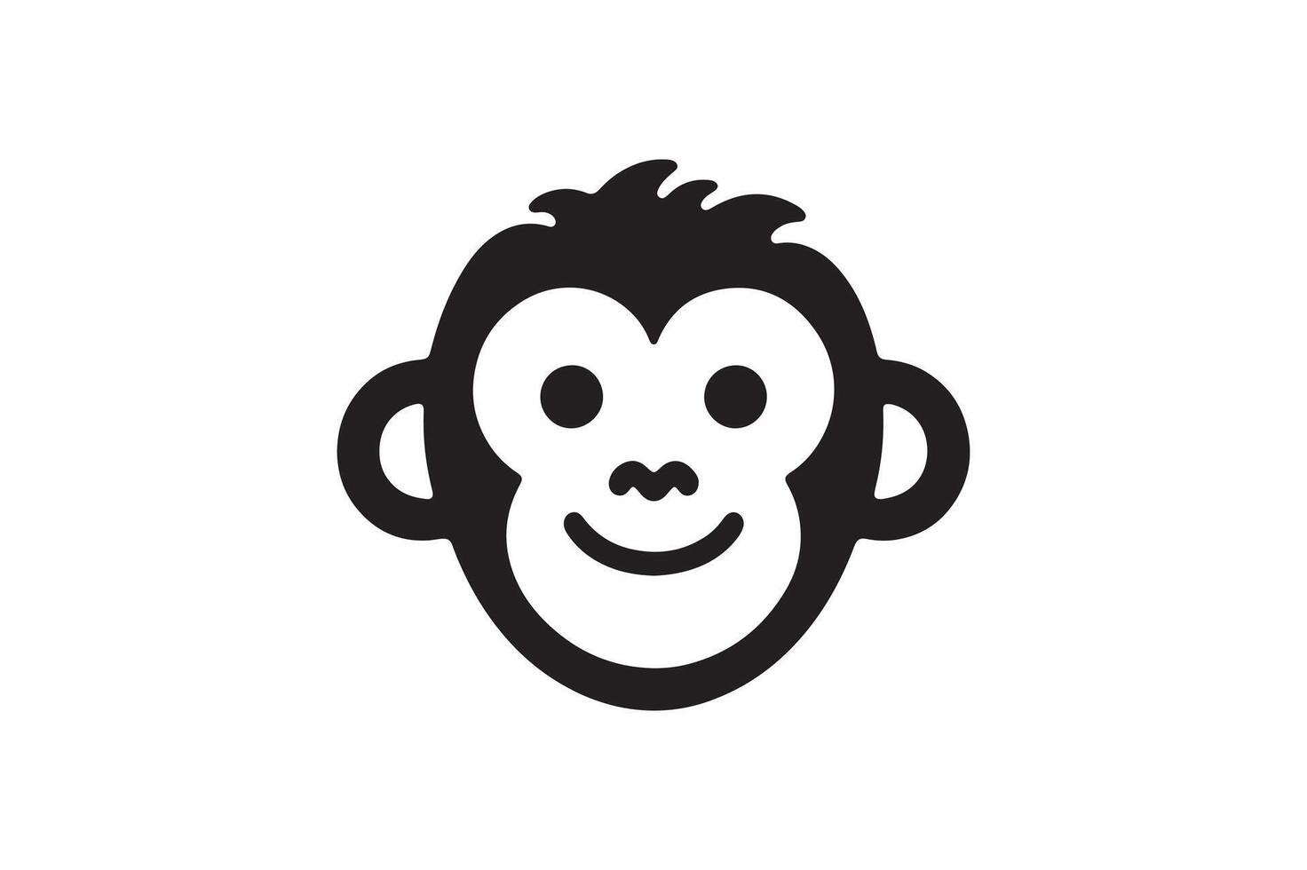 cute monkey face silhouette vectors