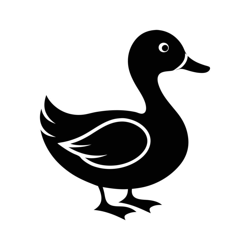 Duck silhouette illustration with white background vector