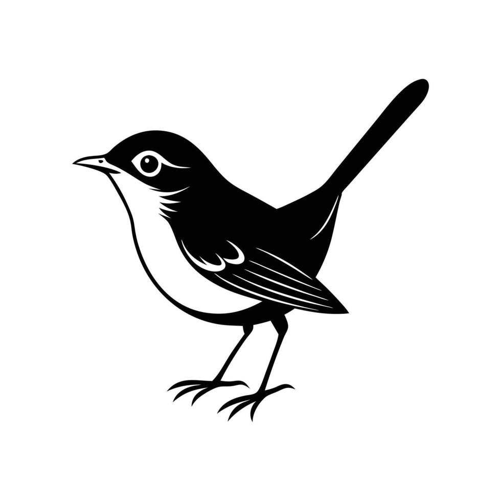 black and white illustration of a bird vector