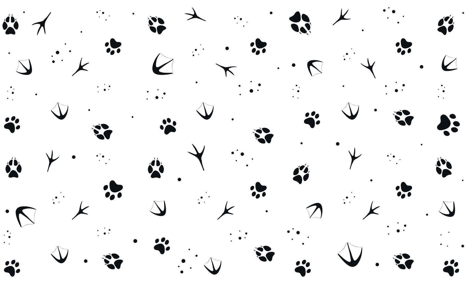 Simple Repeat Pattern with Animal Tracks, Paw, Monochrome, Veterinary, Cute, Black vector