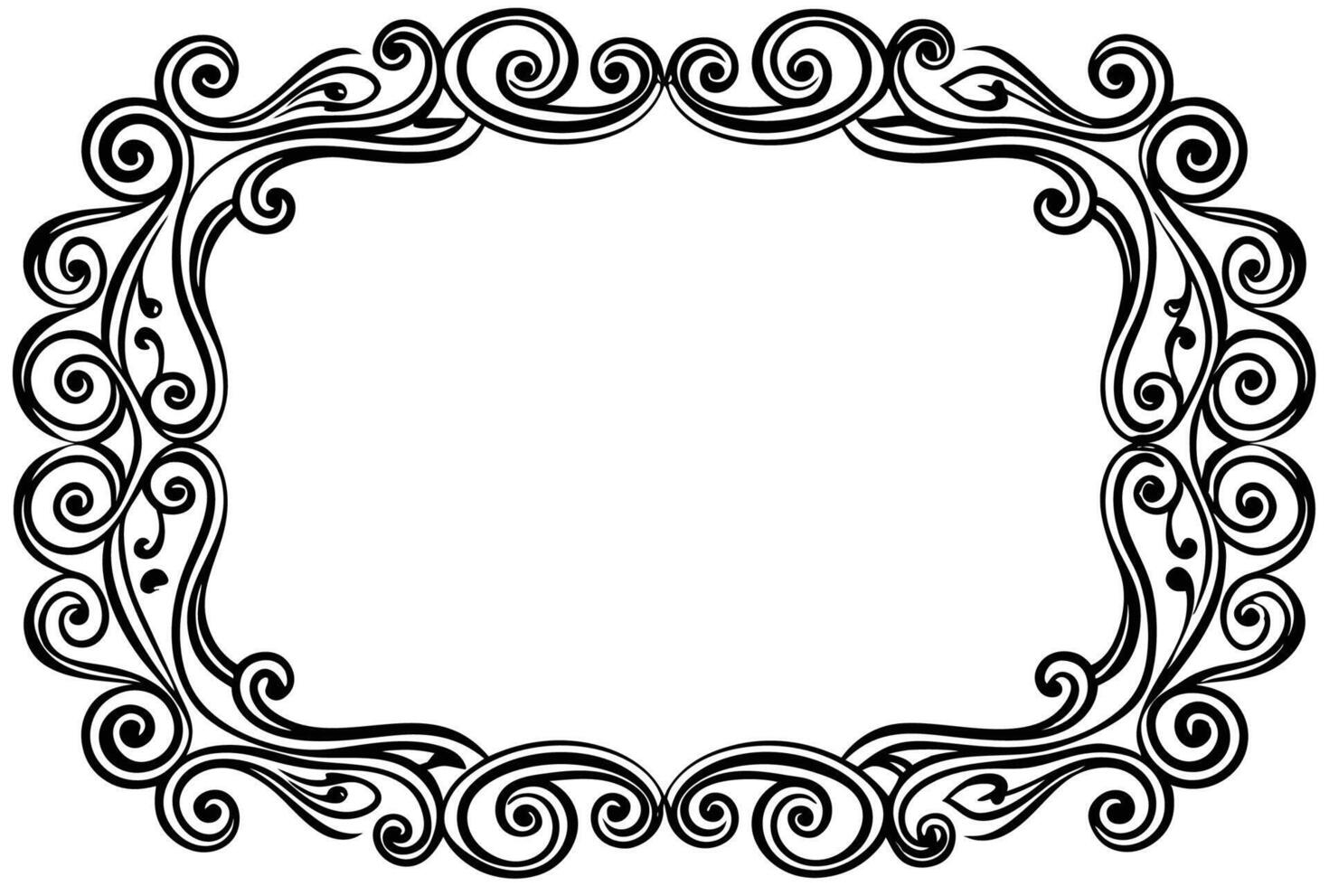 designs black and white square frame with swirls vector