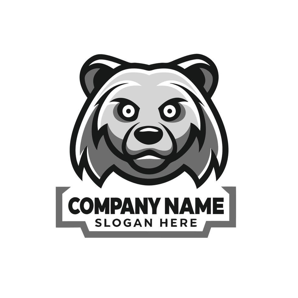 a bear head logo with a square frame vector