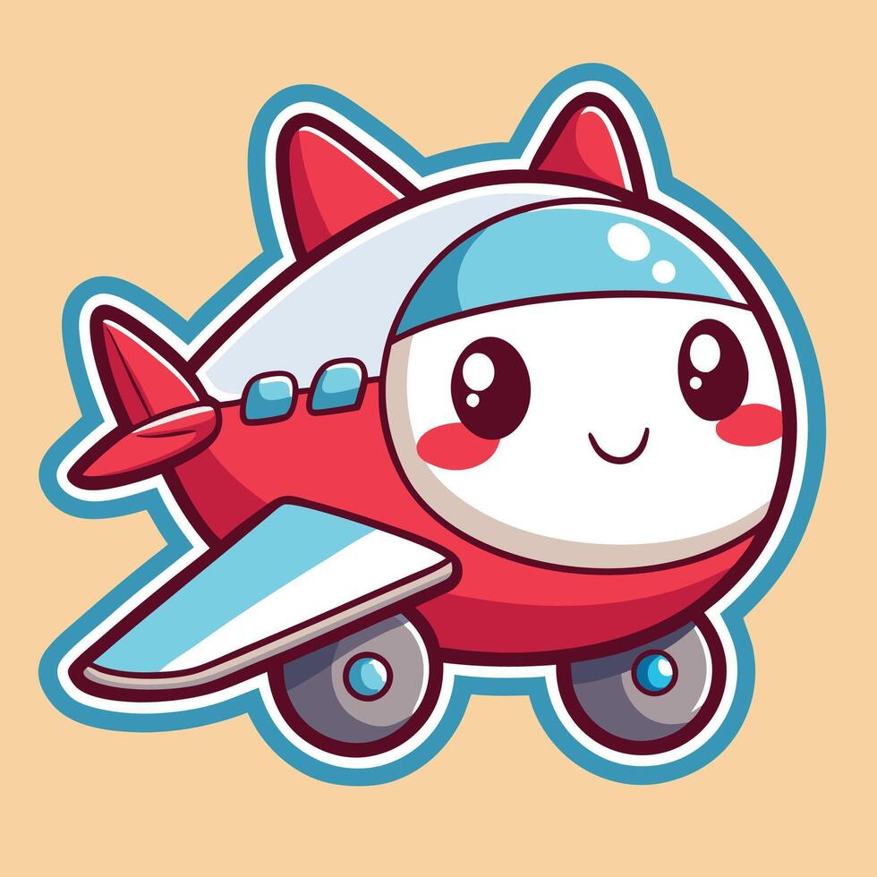 a cute cartoon airplane with a smiley face vector