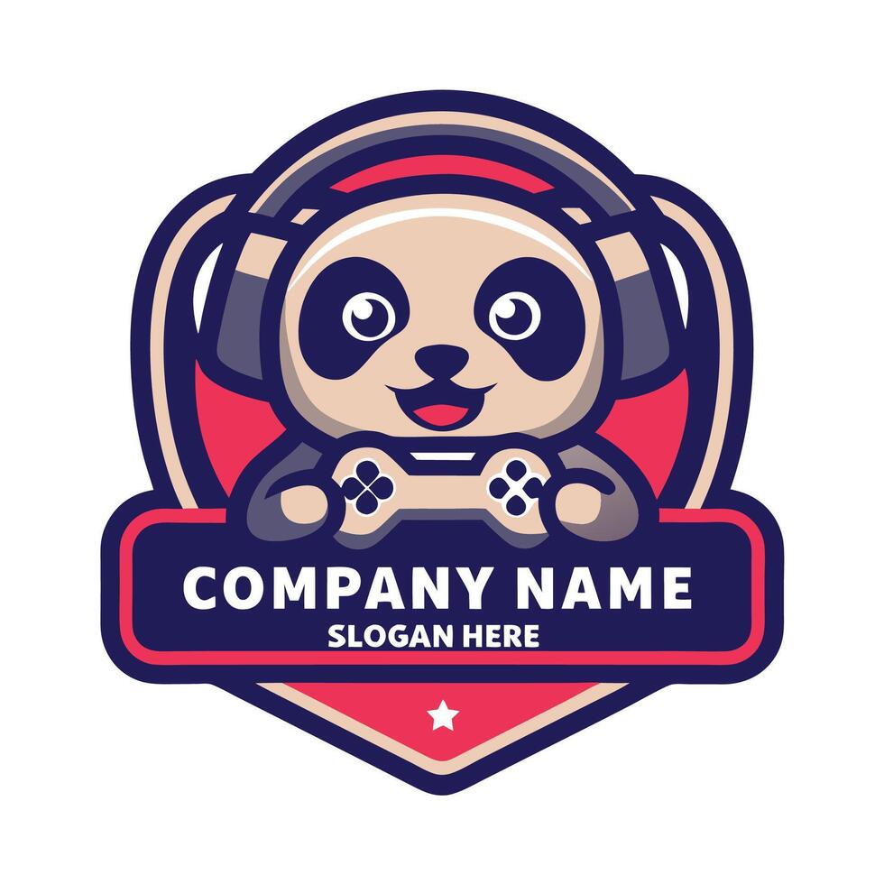 a panda holding a controller and playing games vector