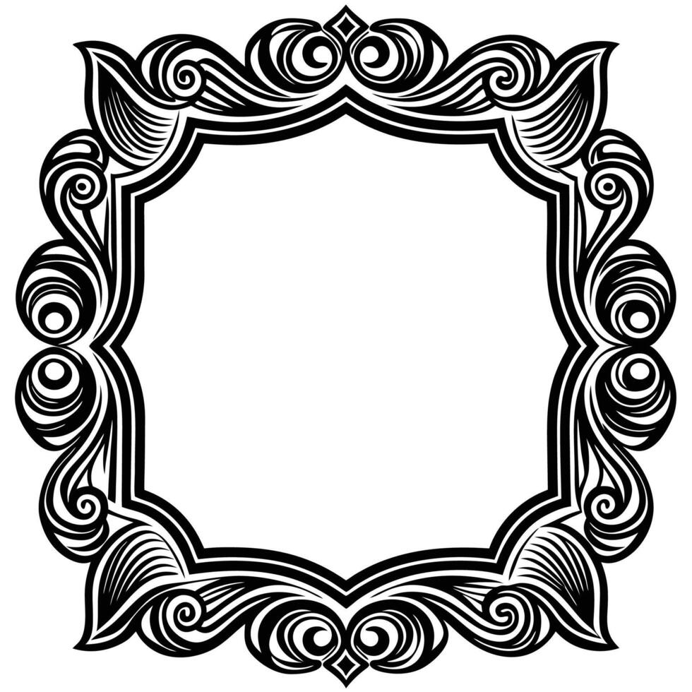 designs a black and white ornate frame with swirls, vector