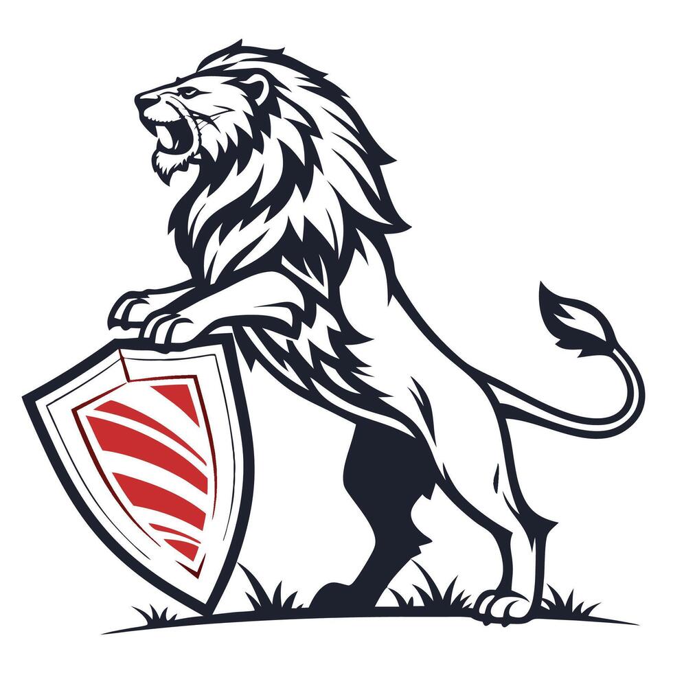 lion with shield illustration vector