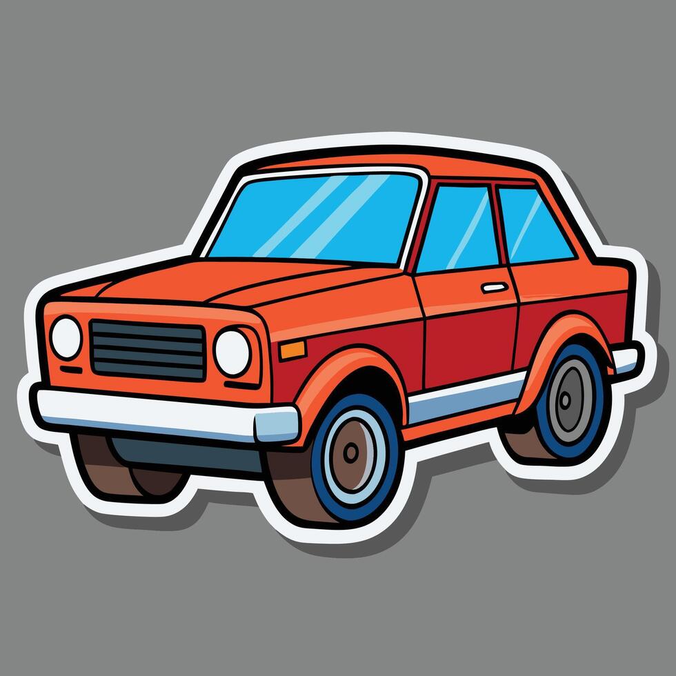 an orange car sticker on a gray background vector