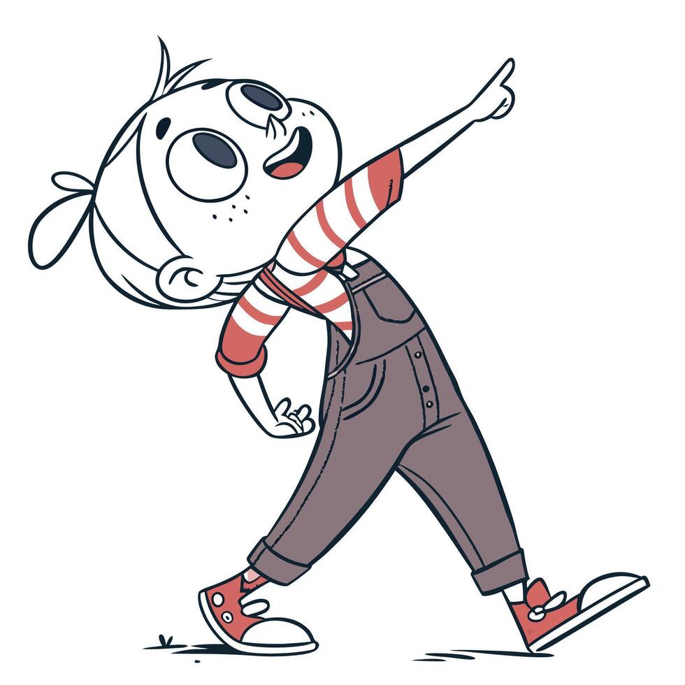a cartoon boy pointing to something vector
