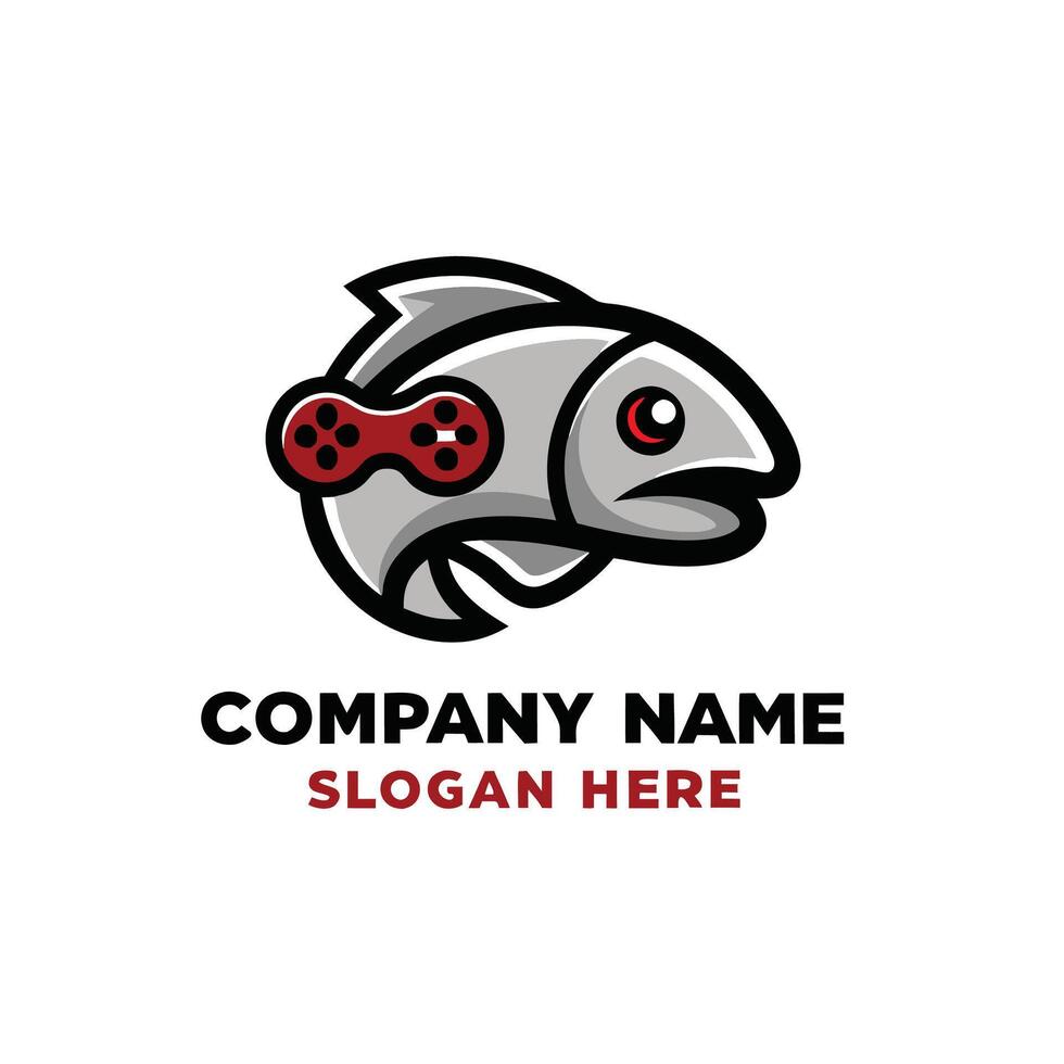 a fish with a controller logo vector